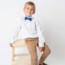 Load image into Gallery viewer, Kids Blue and Red Buffalo Bow Tie or Neck Tie
