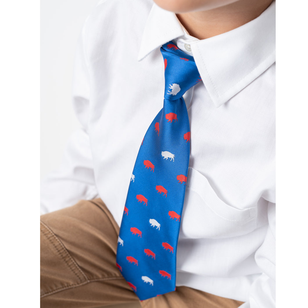 Kids Blue and Red Buffalo Bow Tie or Neck Tie